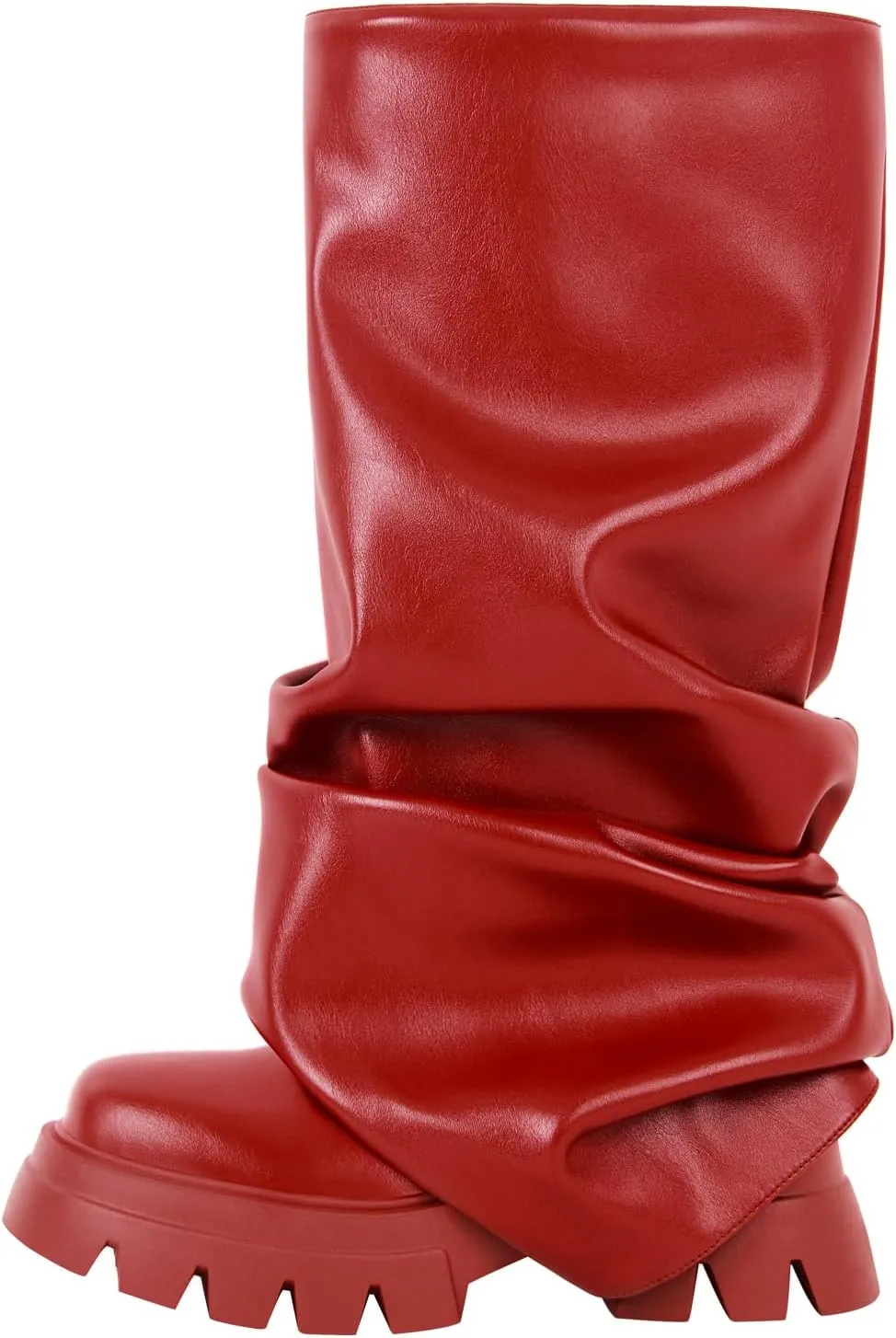 VERISSON Women's under the Knee Boots Square Toe Metallic Rouch Boots Block High Heels Pull up Booties