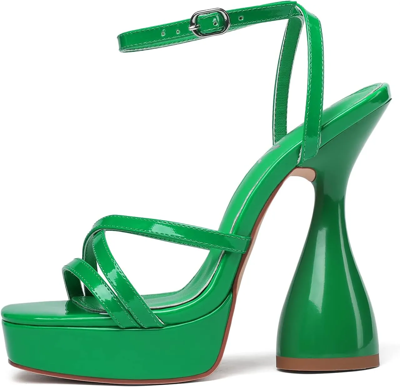 vivianly Women's Square Toe Platform High Heels Ankle Strap Chunky Block Heeled Sandals