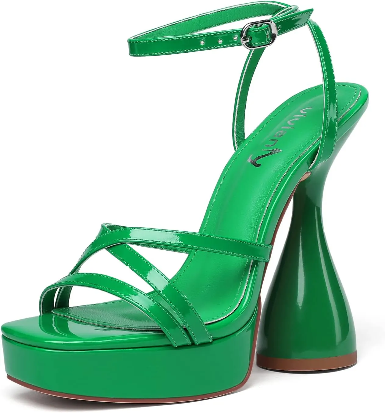 vivianly Women's Square Toe Platform High Heels Ankle Strap Chunky Block Heeled Sandals