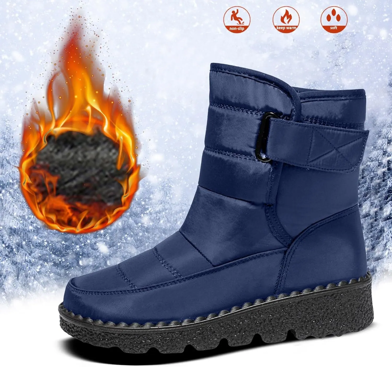 Water Proof Insulated Snow Boots for Women Thickened Warm Fleece Winter Boots Outdoor Non Slip Walking Boots