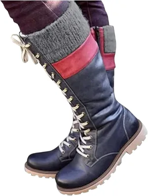 Winter Boots For Women 2022 Trendy Lace up Mid Calf Riding Military Combat Boots Side Zipper Low Heel Platform Boots