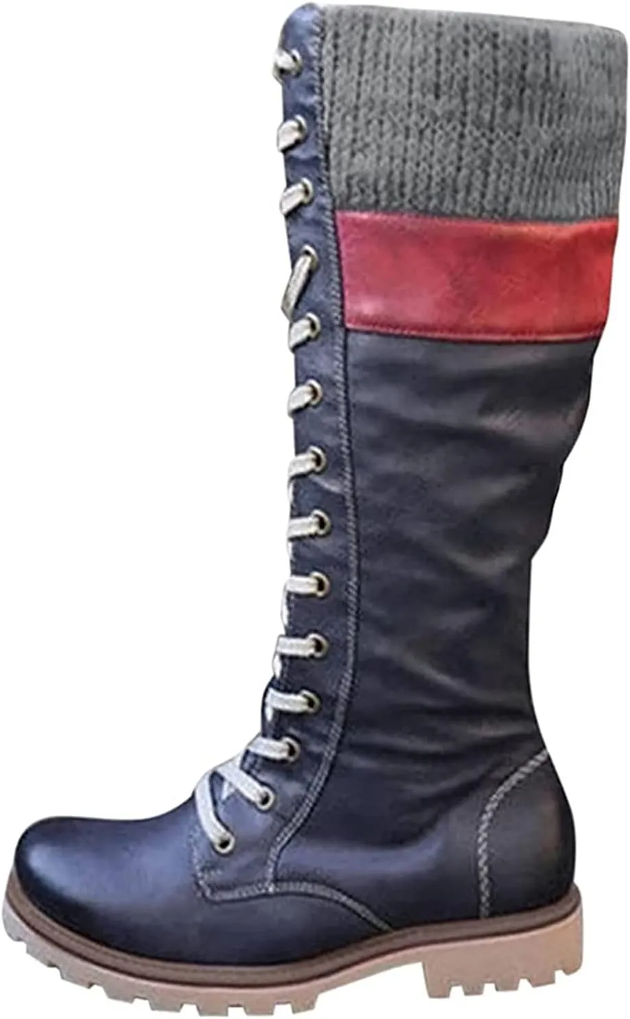 Winter Boots For Women 2022 Trendy Lace up Mid Calf Riding Military Combat Boots Side Zipper Low Heel Platform Boots