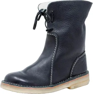 Winter Boots for Women Faux Fur Lined Slip On Mid Calf Chunky Heel Suede Ankle Boots Warm Comfy Snow Boots for Outdoor