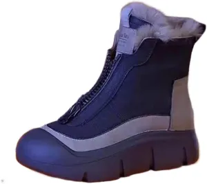 Winter Boots for Women Slip on Comfortable Ankle Fashion Boot Insulated Mid-Calf Booties Faux Fur-Lined Lace up Shoes