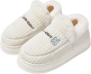 Winter Cute Bunny Bootie Slippers for Women Men Indoor Outdoor Soles Non Slip Platform Slippers Cozy Boot Slippers