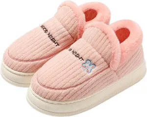 Winter Cute Bunny Bootie Slippers for Women Men Indoor Outdoor Soles Non Slip Platform Slippers Cozy Boot Slippers