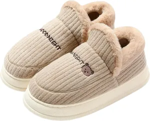 Winter Cute Bunny Bootie Slippers for Women Men Indoor Outdoor Soles Non Slip Platform Slippers Cozy Boot Slippers
