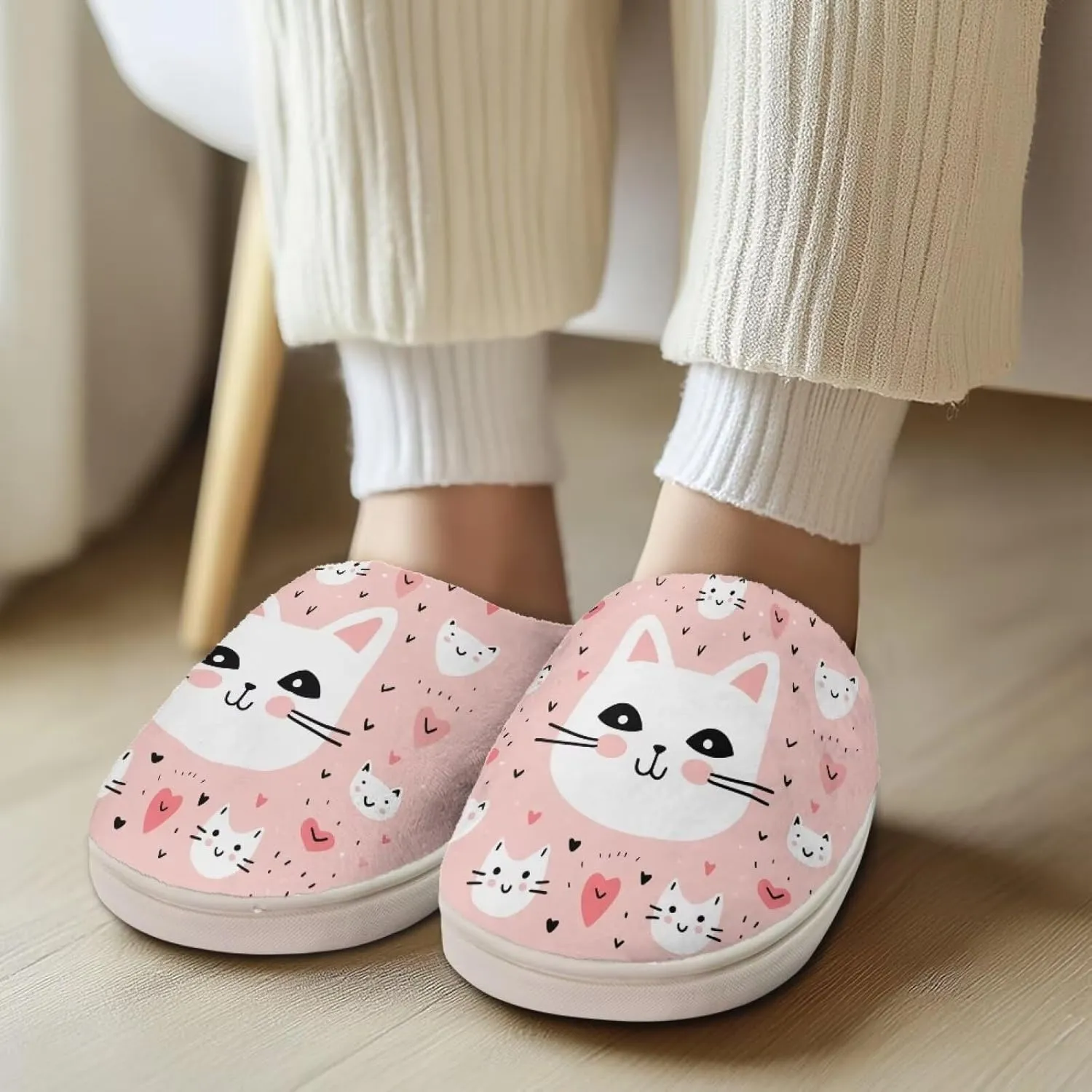 Women Fuzzy Fluffy Faux Fur Slippers Memory Foam Indoor House Shoes