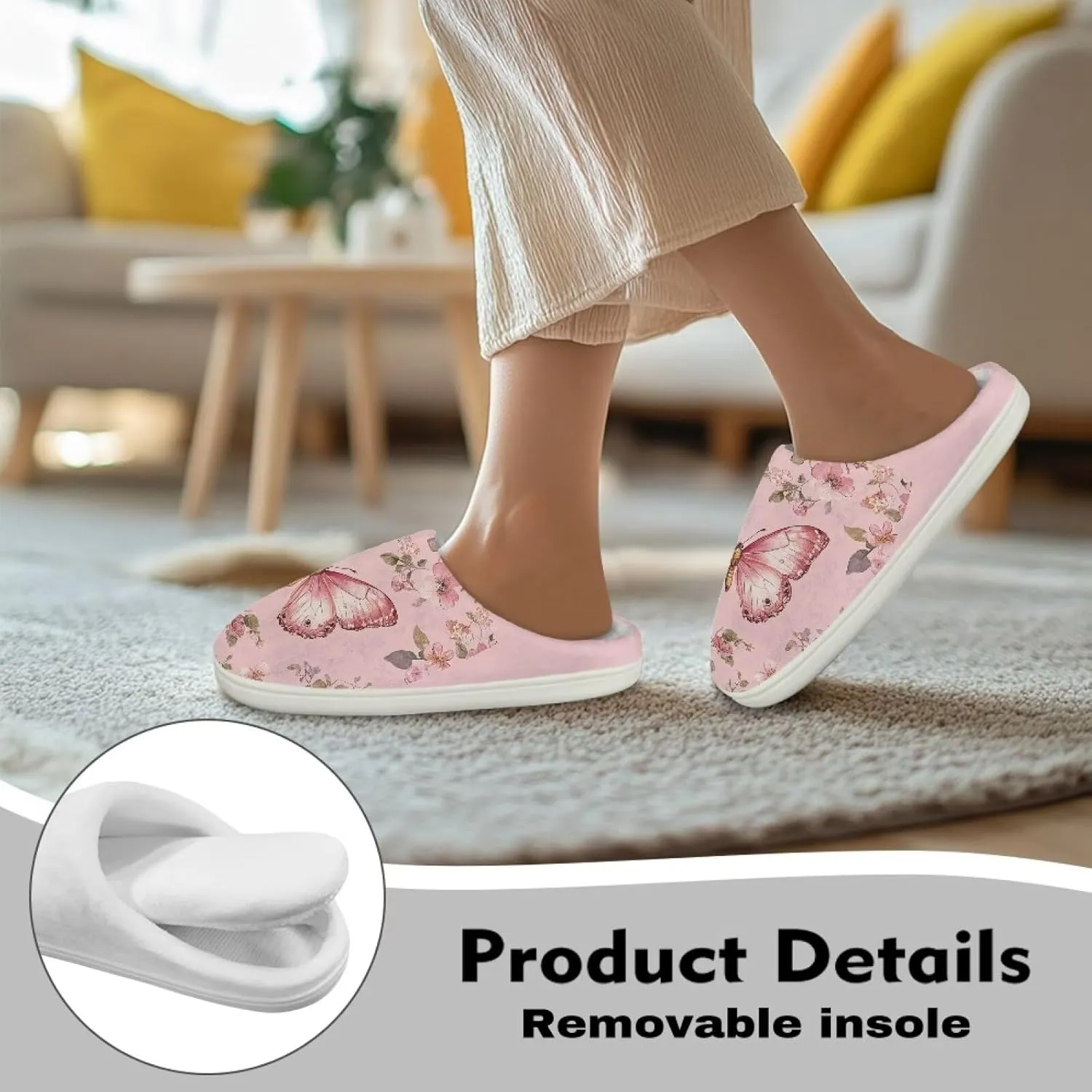 Women Fuzzy Fluffy Faux Fur Slippers Memory Foam Indoor House Shoes