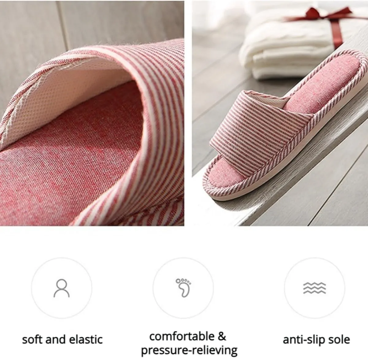 Women Slipper Open Toe House Slippers Soft Cotton and Soft-sole Slippers Bedroom Cozy Indoor Outdoor Home Slipper Slides for Women