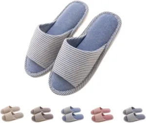 Women Slipper Open Toe House Slippers Soft Cotton and Soft-sole Slippers Bedroom Cozy Indoor Outdoor Home Slipper Slides for Women