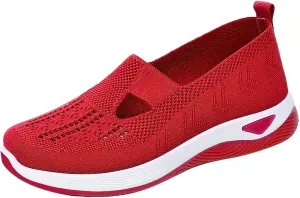 Women Walking Shoes Sock Sneakers Slip-On Breath Non Slip Work Shoes Women Wide Ladies Casual Shoes Black Sneakers Red Tennis Shoe Loafers Dress Shoe