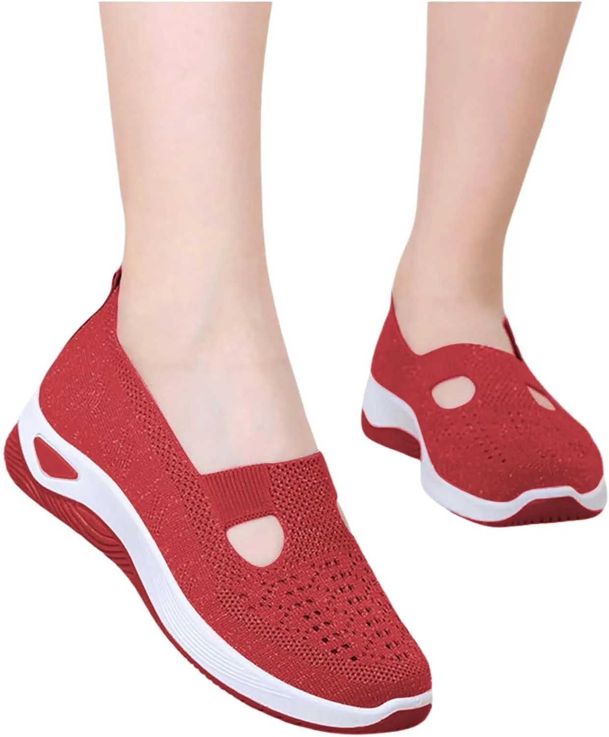 Women Walking Shoes Sock Sneakers Slip-On Breath Non Slip Work Shoes Women Wide Ladies Casual Shoes Black Sneakers Red Tennis Shoe Loafers Dress Shoe