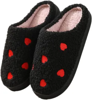 Women Warm Slippers Halloween Valentine Cute Home Slipper Soft Comfy Fuzzy Scuff Slipper for Men and Women Couples