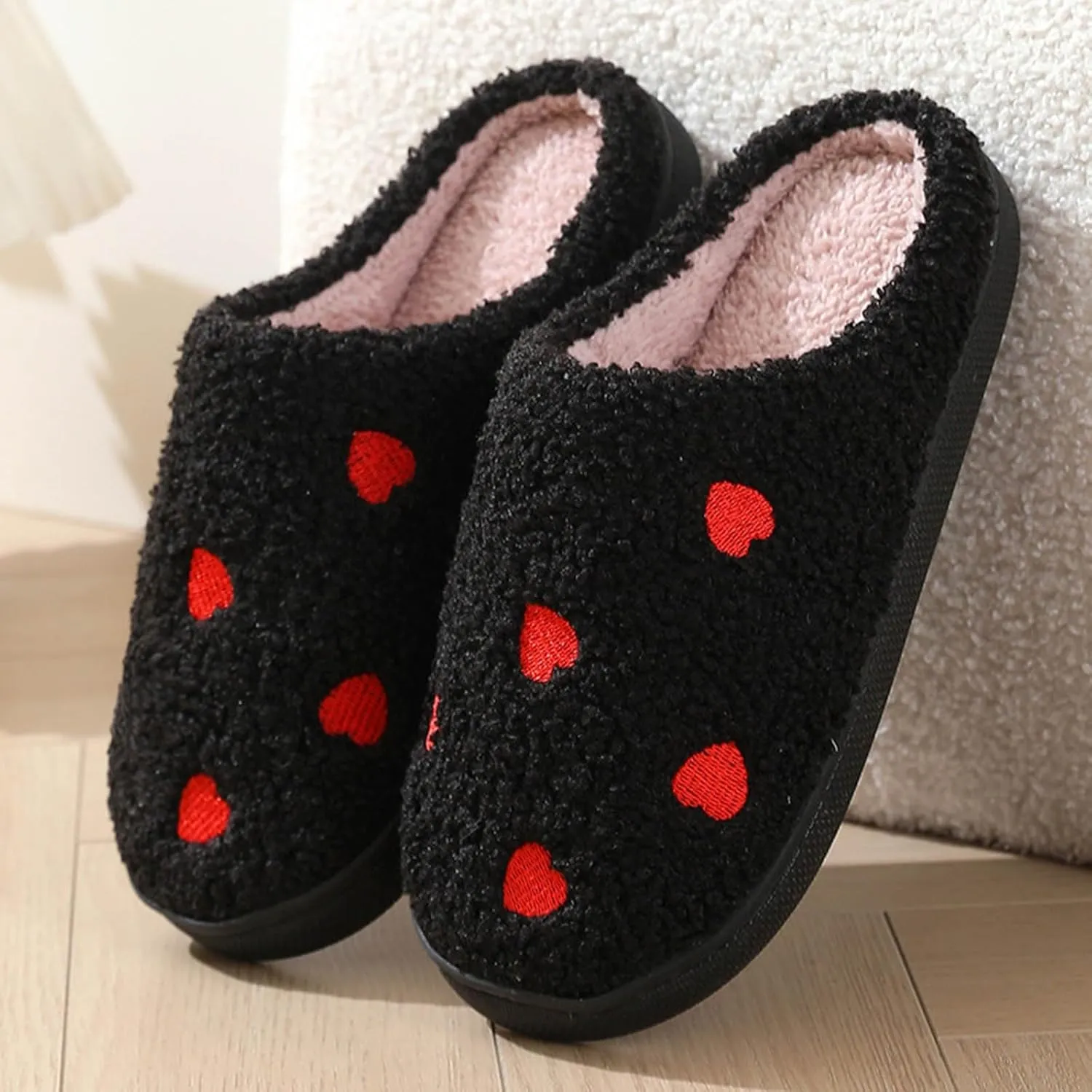 Women Warm Slippers Halloween Valentine Cute Home Slipper Soft Comfy Fuzzy Scuff Slipper for Men and Women Couples