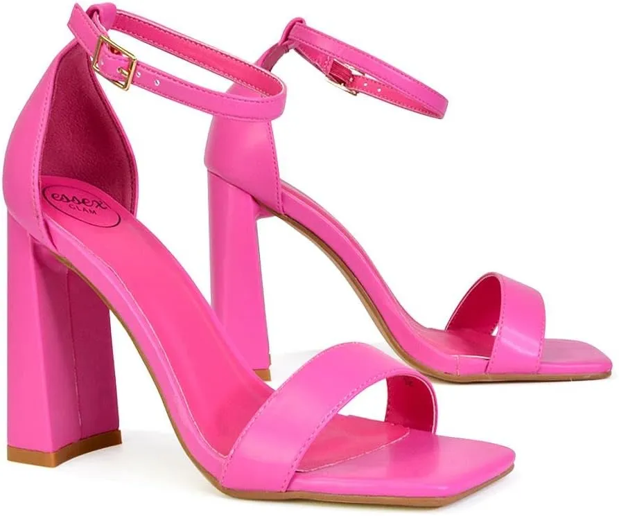 Womens Ankle Shoes Ladies Block High Heel Square Toe Strappy Sandals Size 8
