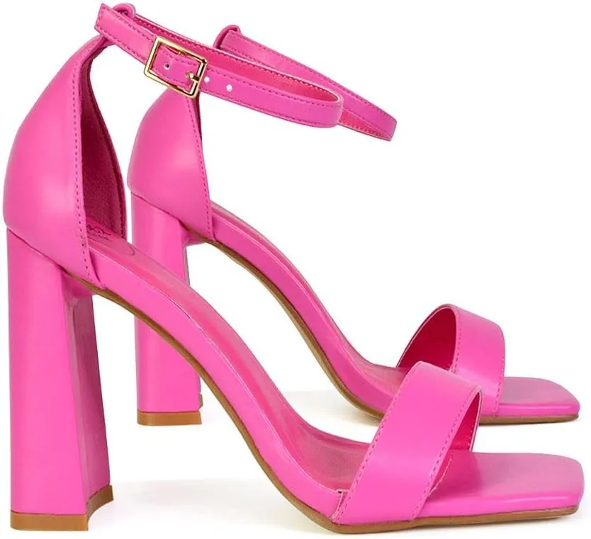 Womens Ankle Shoes Ladies Block High Heel Square Toe Strappy Sandals Size 8