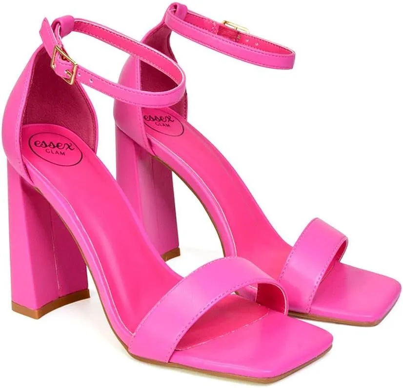 Womens Ankle Shoes Ladies Block High Heel Square Toe Strappy Sandals Size 8