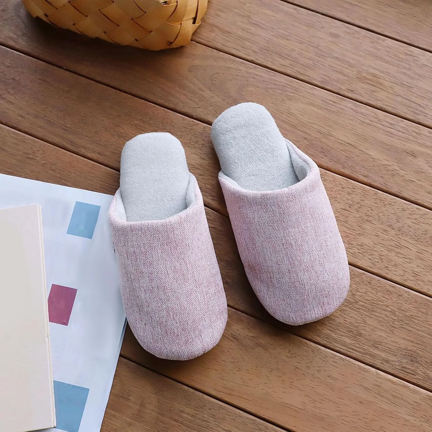 Womens Anti-Skid Home Silent Slippers Cozy Flat Indoor House Slipper for Guests, Hotel, Spa, Travel Slip On Slippers