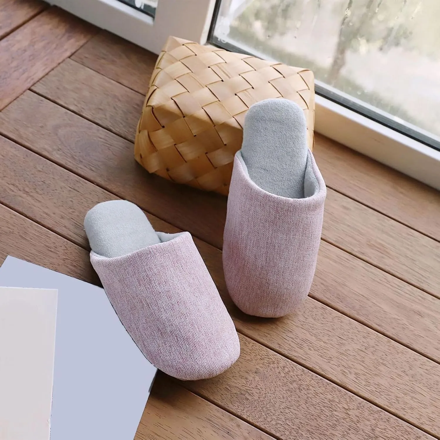 Womens Anti-Skid Home Silent Slippers Cozy Flat Indoor House Slipper for Guests, Hotel, Spa, Travel Slip On Slippers