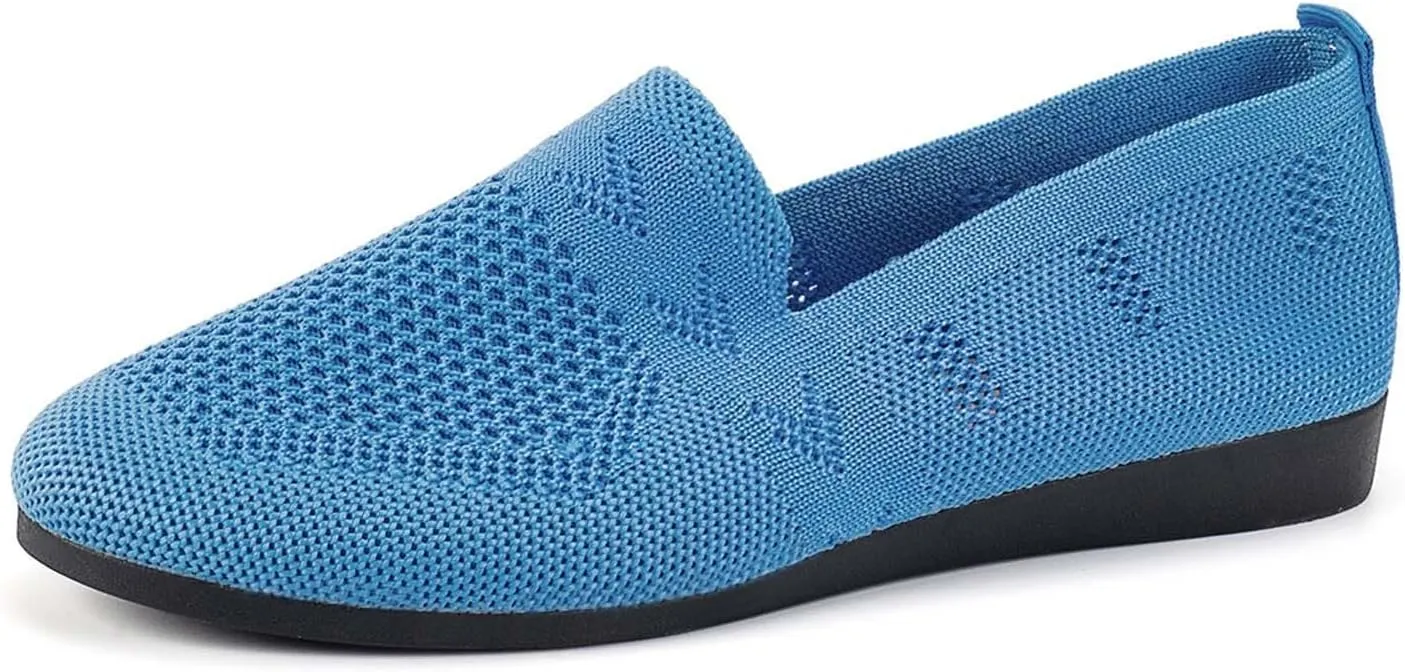 Women's Breathable Comfortable Casual Cloth Shoes Fashion Mesh Slip On Flat Walking Footwear for Daily Wear