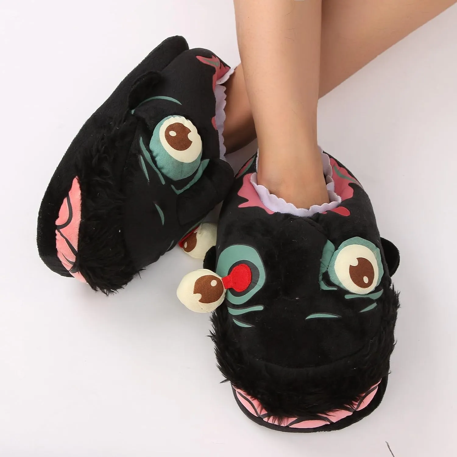 Women's Cartoon Boot Slippers Soft Flat Soled Slippers Comfort Fuzzy Slippers Winter Warm Full Covered Slippers
