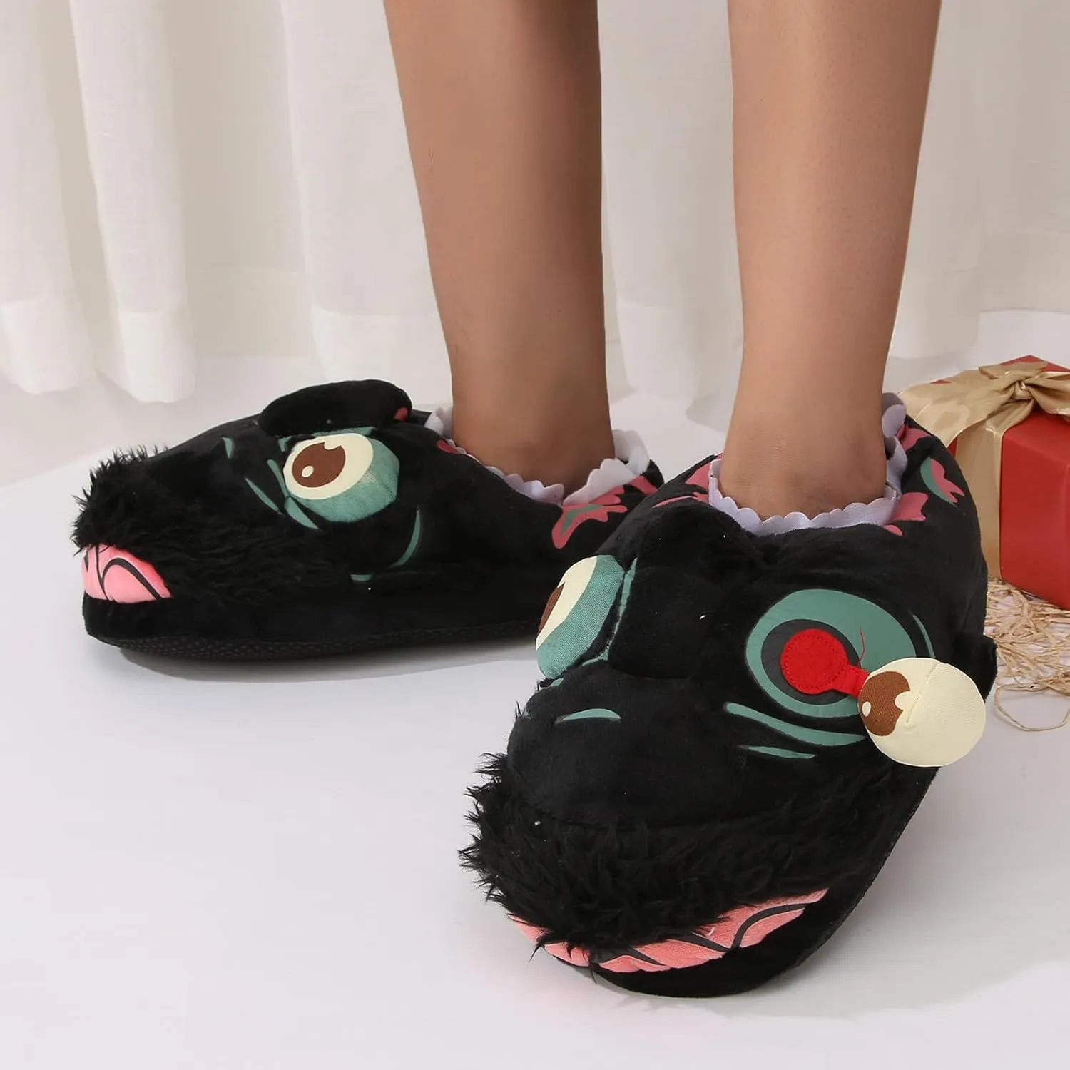 Women's Cartoon Boot Slippers Soft Flat Soled Slippers Comfort Fuzzy Slippers Winter Warm Full Covered Slippers