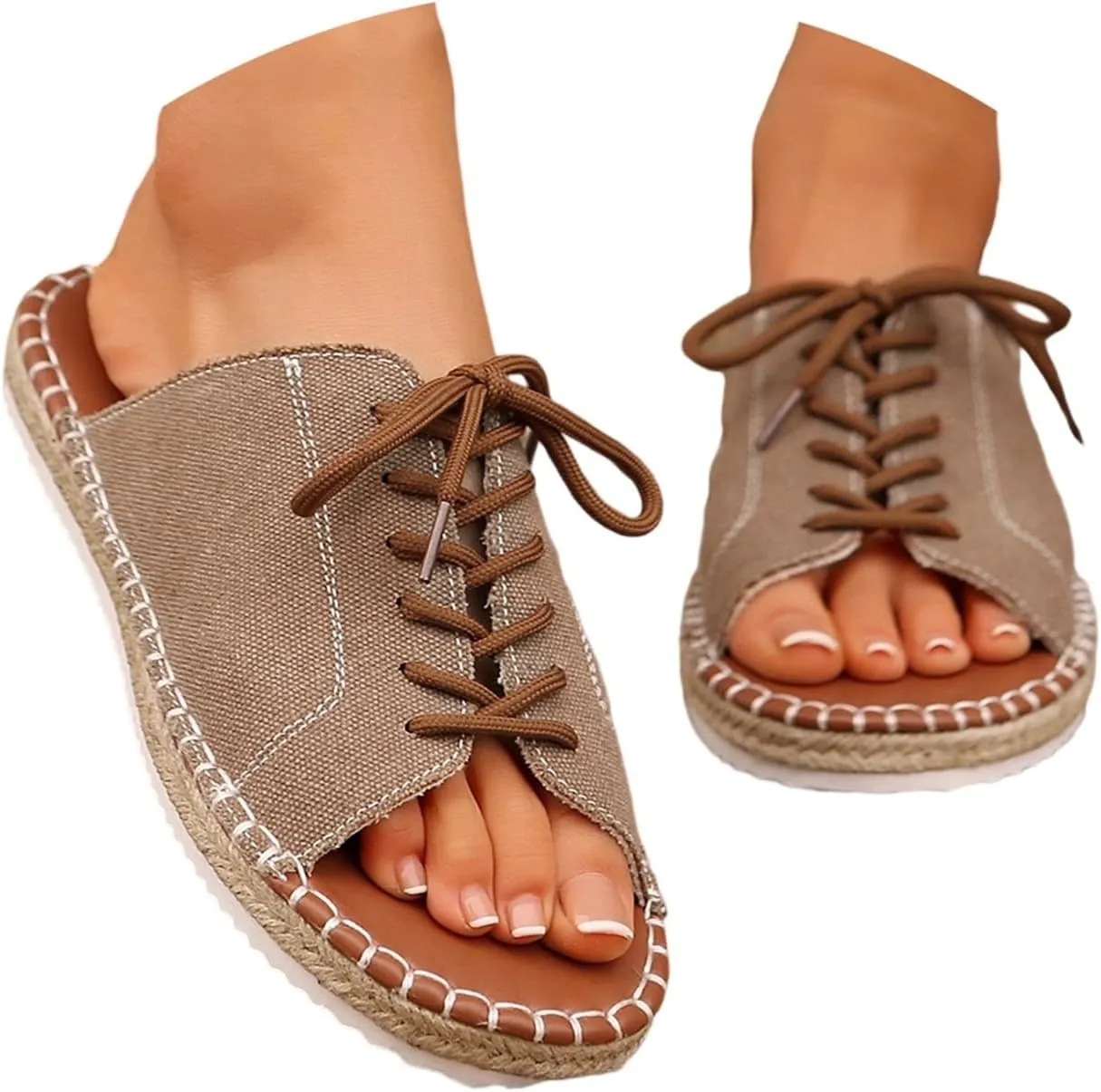 Women's Casual Flat Sandals Open Toe Strappy Comfortable Walking Shoes for Daily Wear Summer Beach Slip On Ankle