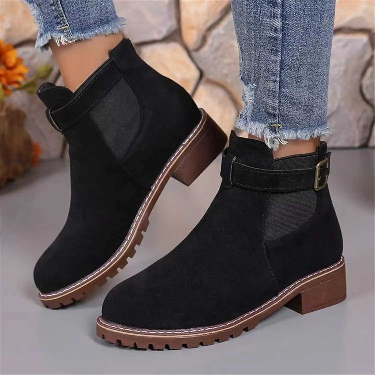 Womens Chunky Heel Booties And Boots Boots Breathable Fashion Round Head Chunky Heel Women's Boots for Women Heel Chunky