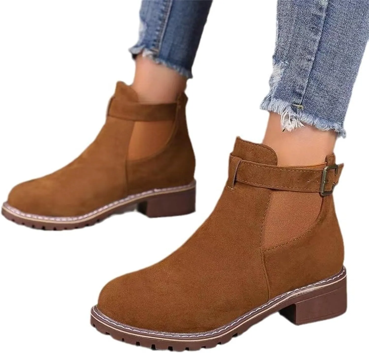 Womens Chunky Heel Booties And Boots Boots Breathable Fashion Round Head Chunky Heel Women's Boots for Women Heel Chunky