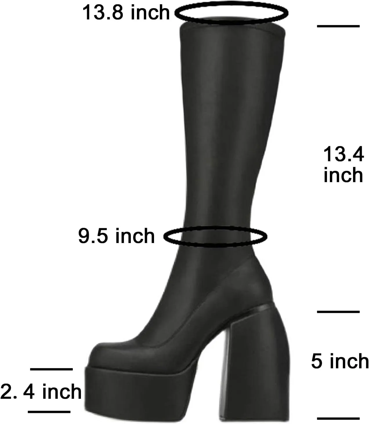 Women's Chunky Heel Knee High Platform Boots