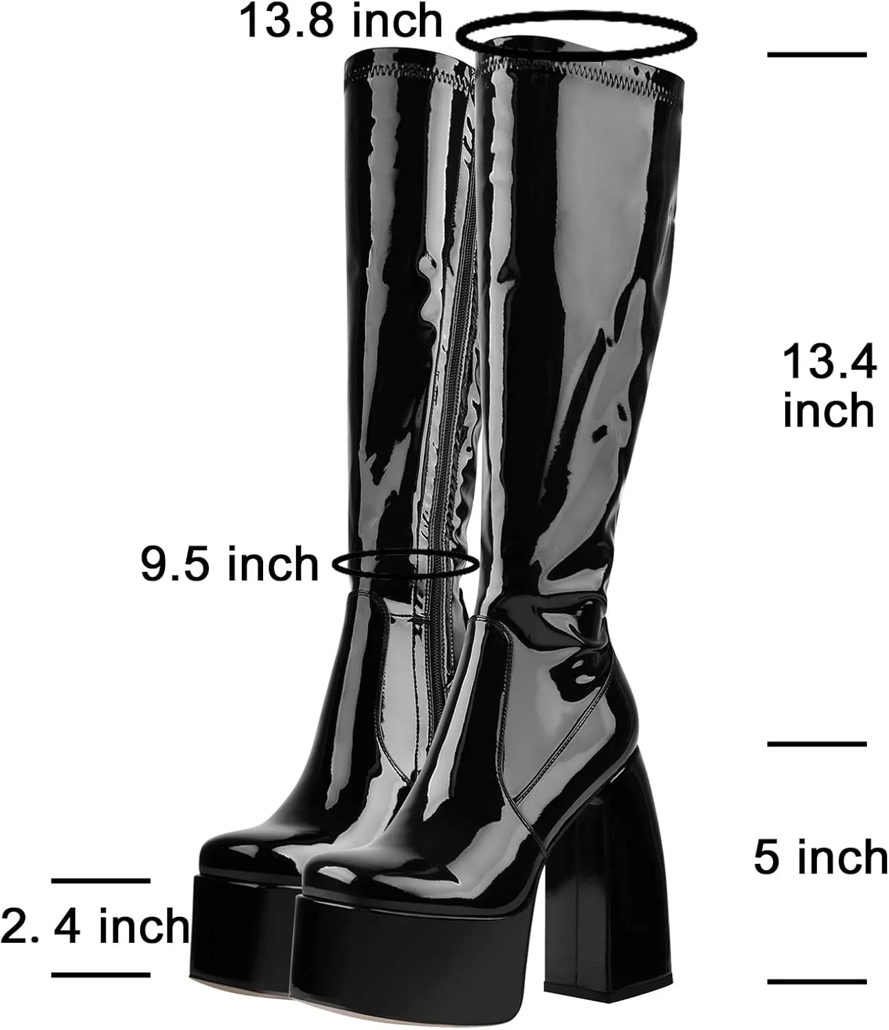 Women's Chunky Heel Knee High Platform Boots
