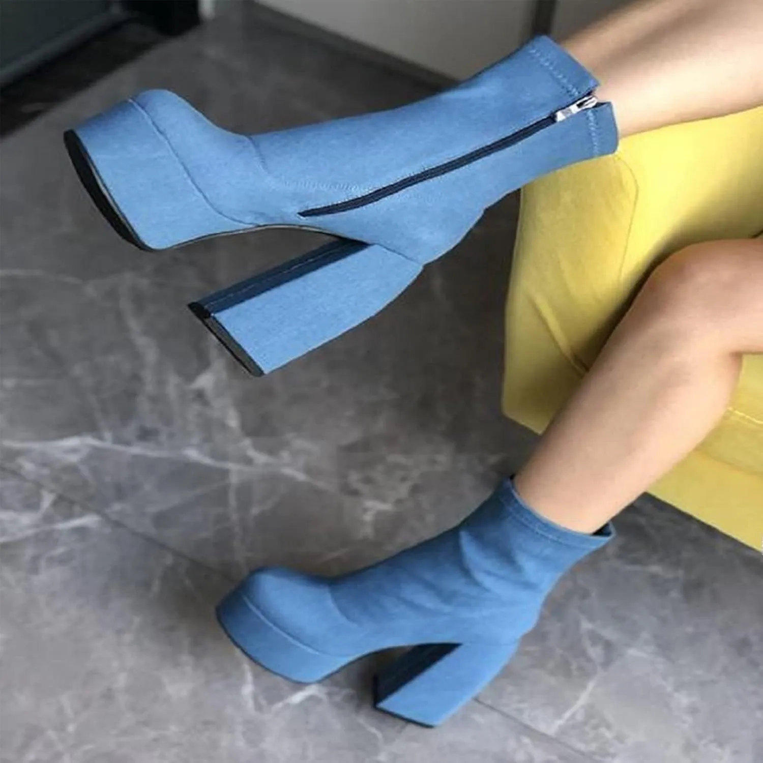 Women's Chunky Heel Knee High Platform Boots