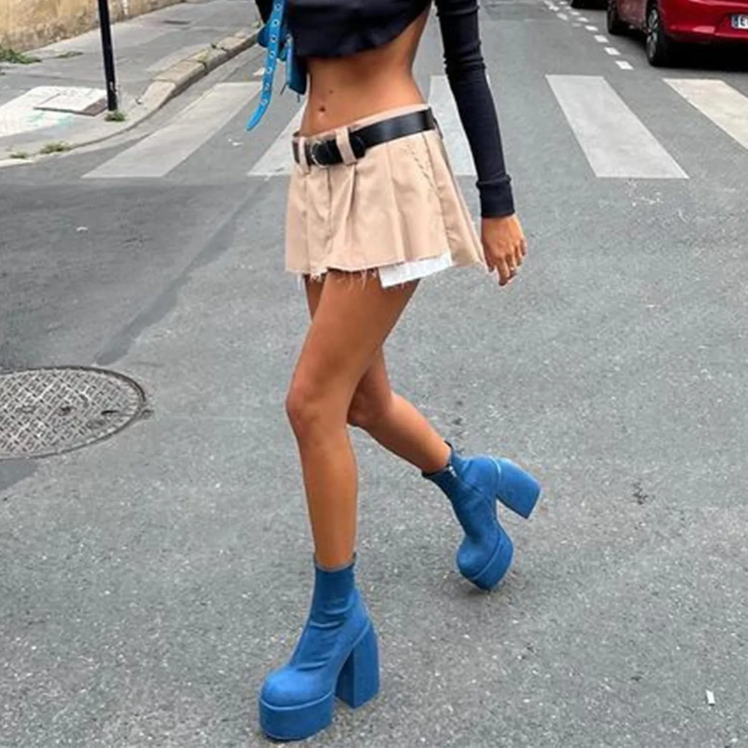 Women's Chunky Heel Knee High Platform Boots