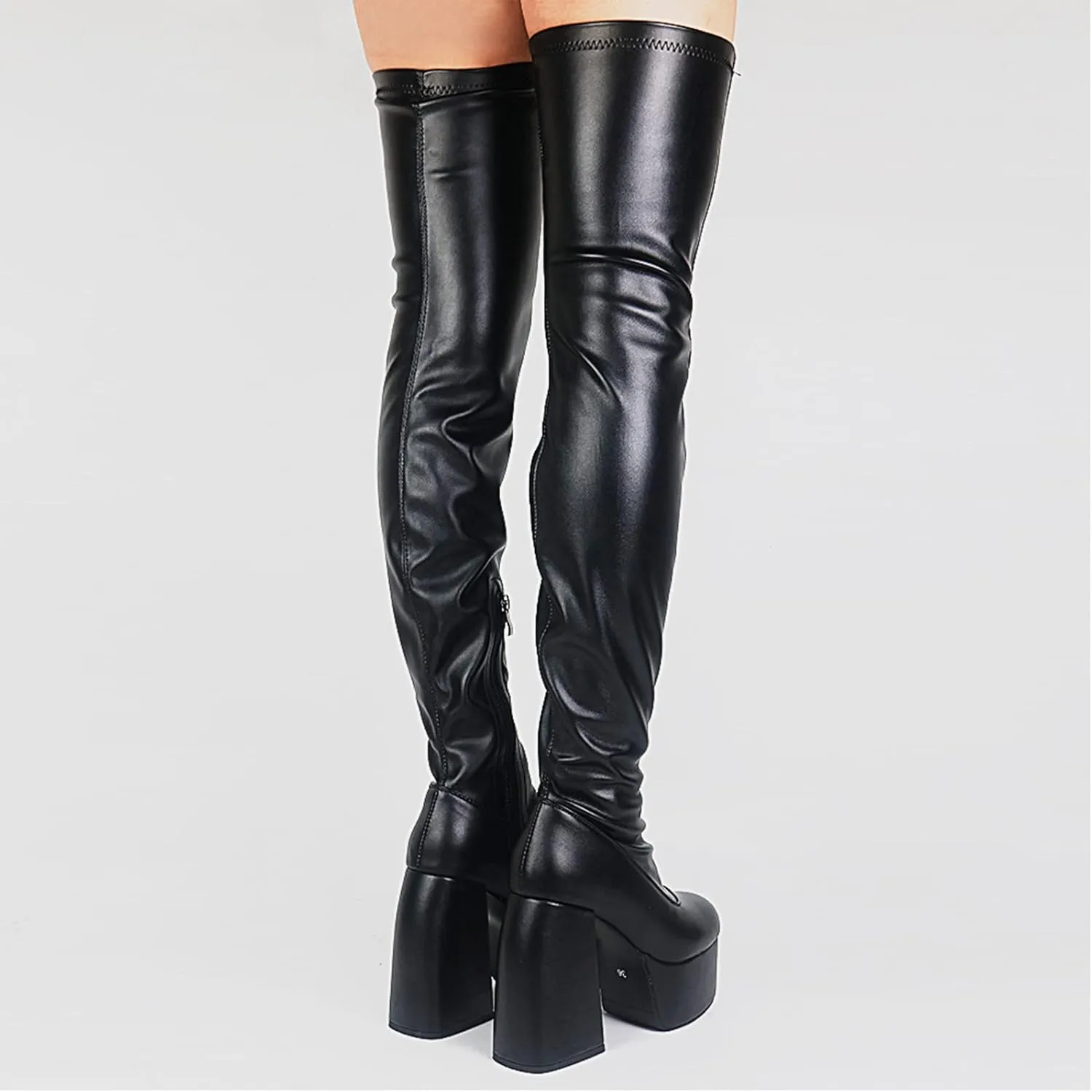 Women's Chunky Heel Knee High Platform Boots