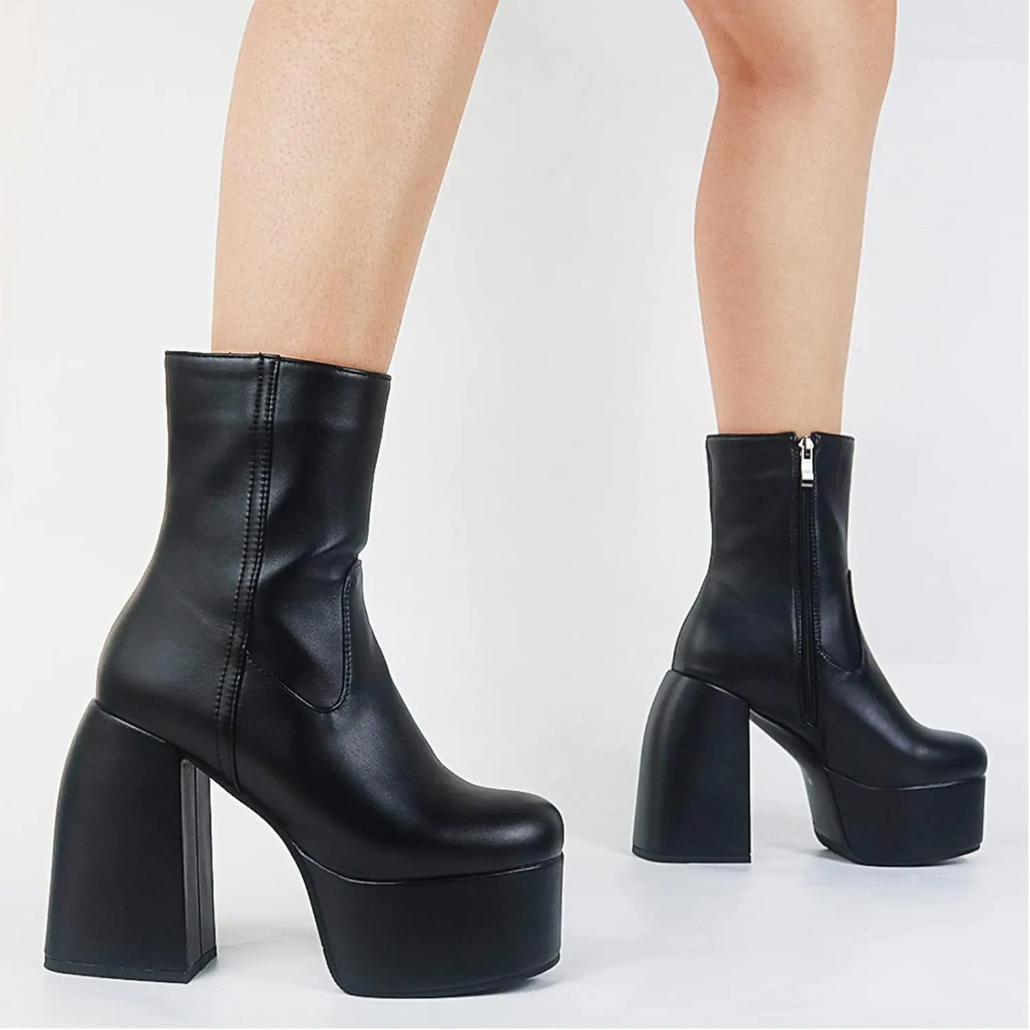 Women's Chunky Heel Knee High Platform Boots