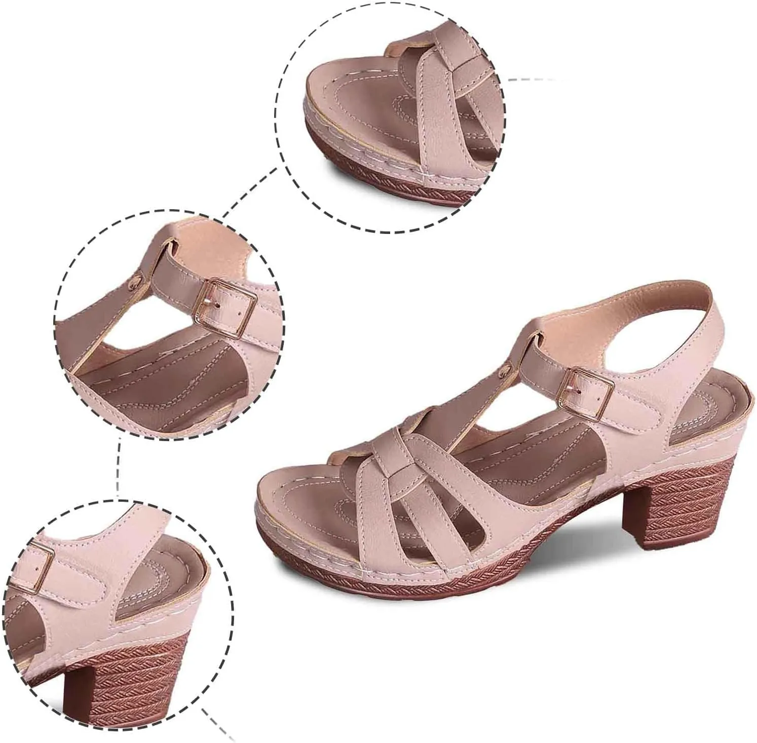 Women's Chunky Heel Sandals 2025 Trendy Open Toe Comfortable Slip On Casual Dressy Wedge Shoes for Spring Summer