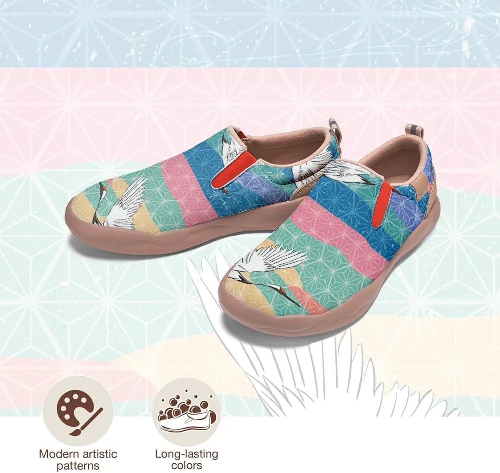 Women's Comfort Travel Loafers Slip On Microfiber Nurse Shoes Cherry Blossoms Painted Sneakers