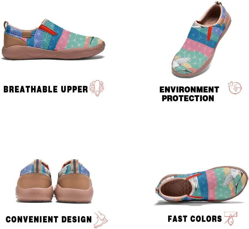 Women's Comfort Travel Loafers Slip On Microfiber Nurse Shoes Cherry Blossoms Painted Sneakers