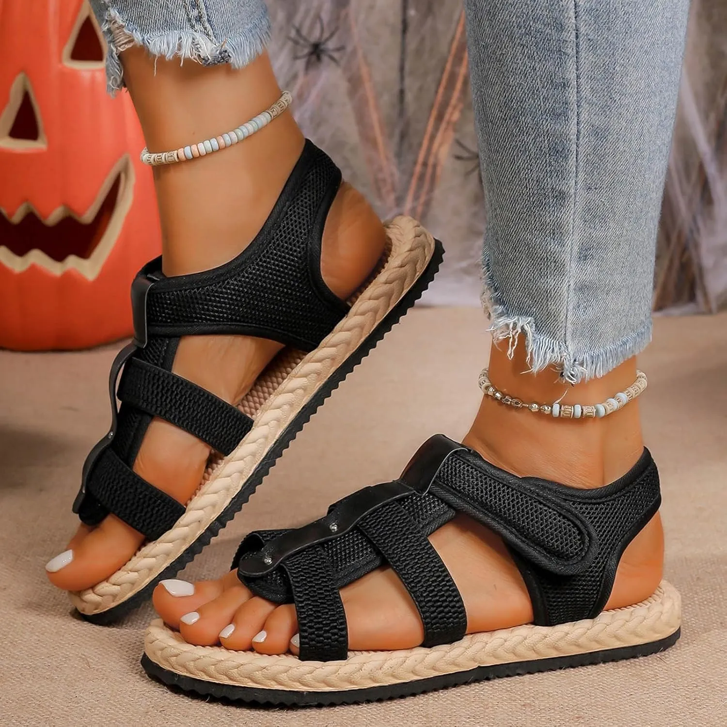 Women's Comfortable Platform Sport Sandals Open Toe Soft Adjustable Summer Boho Vacation Beach Wedge Sandals