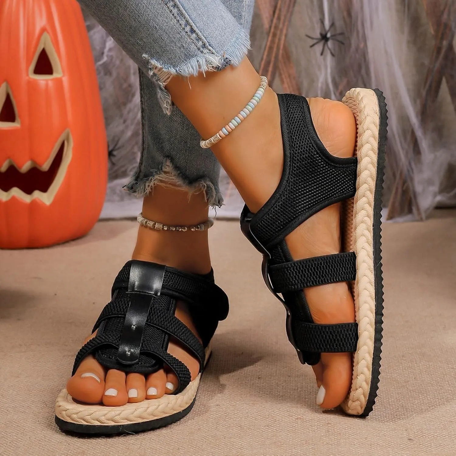 Women's Comfortable Platform Sport Sandals Open Toe Soft Adjustable Summer Boho Vacation Beach Wedge Sandals