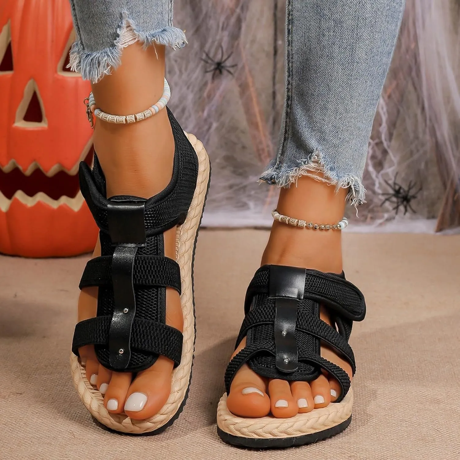 Women's Comfortable Platform Sport Sandals Open Toe Soft Adjustable Summer Boho Vacation Beach Wedge Sandals