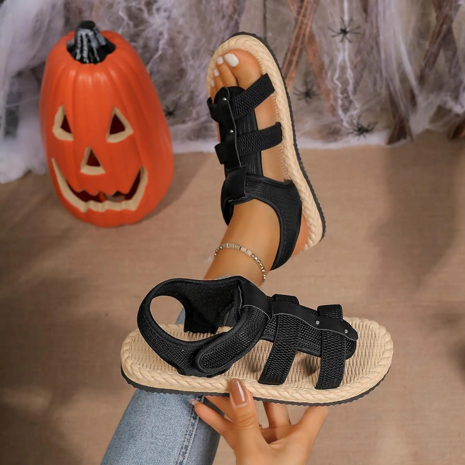Women's Comfortable Platform Sport Sandals Open Toe Soft Adjustable Summer Boho Vacation Beach Wedge Sandals