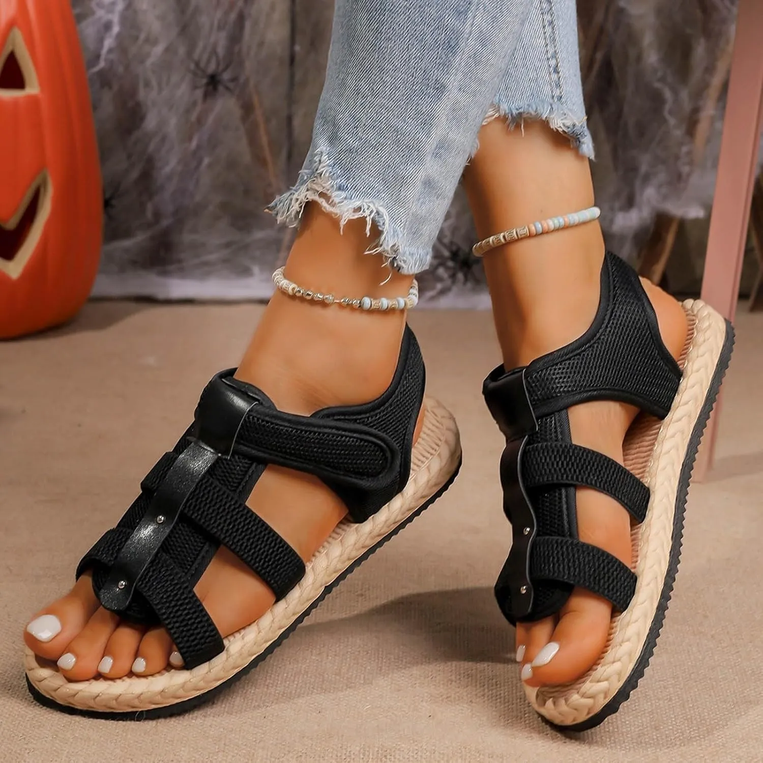 Women's Comfortable Platform Sport Sandals Open Toe Soft Adjustable Summer Boho Vacation Beach Wedge Sandals
