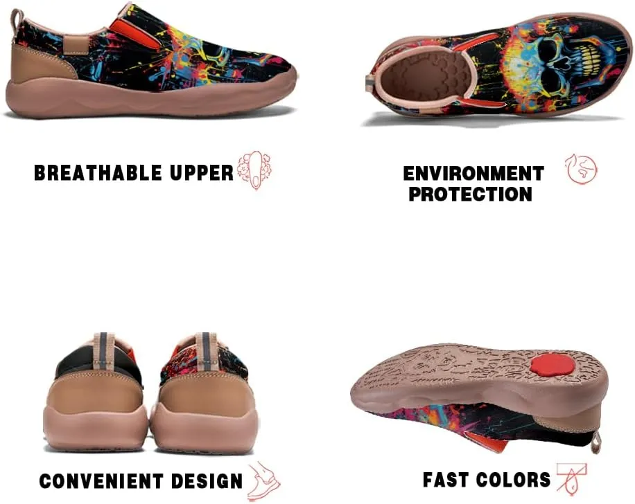 Women's Comfortable Travel Sneakers Fashion Painted Loafers Slip On Walking Shoes