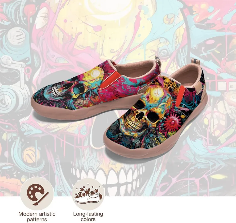 Women's Comfortable Travel Sneakers Fashion Painted Loafers Slip On Walking Shoes