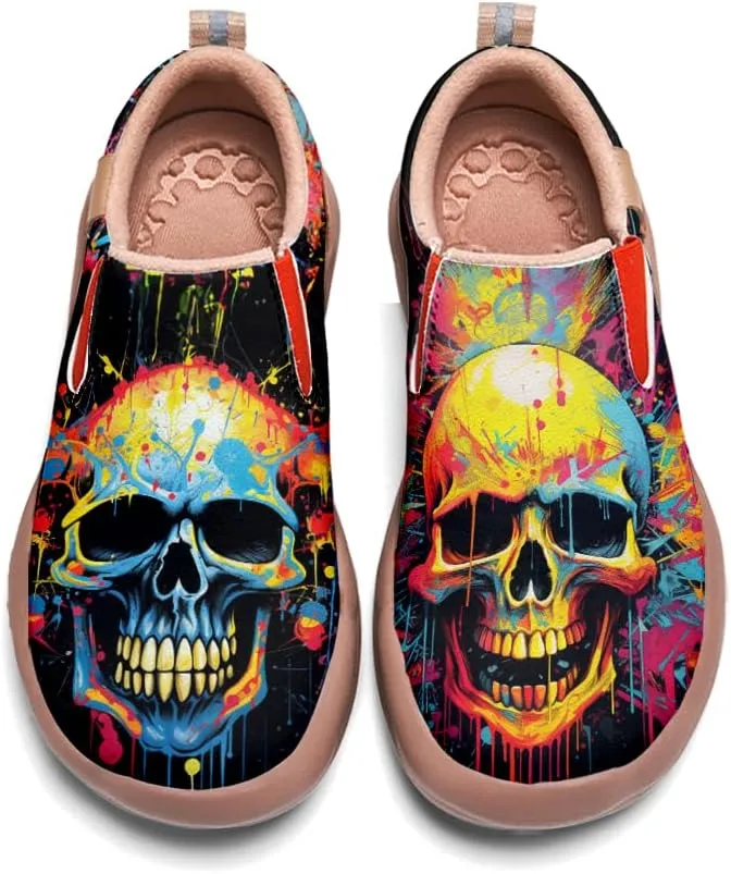 Women's Comfortable Travel Sneakers Fashion Painted Loafers Slip On Walking Shoes
