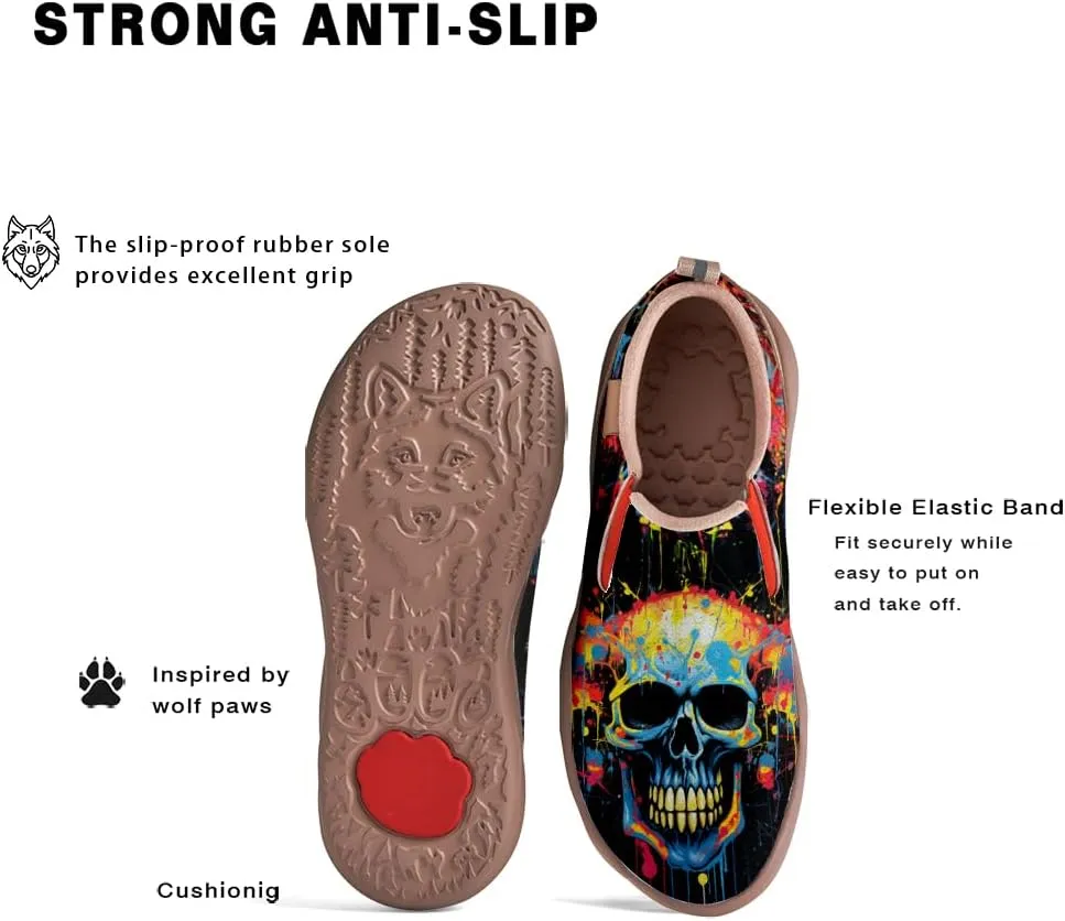 Women's Comfortable Travel Sneakers Fashion Painted Loafers Slip On Walking Shoes