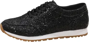 Women's Fashion Sequins Casual Lace Up Sport Shoes Sneakers Glitter Breathable Crystal Bling Ladies Running Shoes Womens Casual Shoes 7