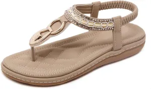 Women's Flat Sandals Summer Beach Comfortable Dressy Thong Flip Flop Casual Walking Shoes for Outdoor Vacation